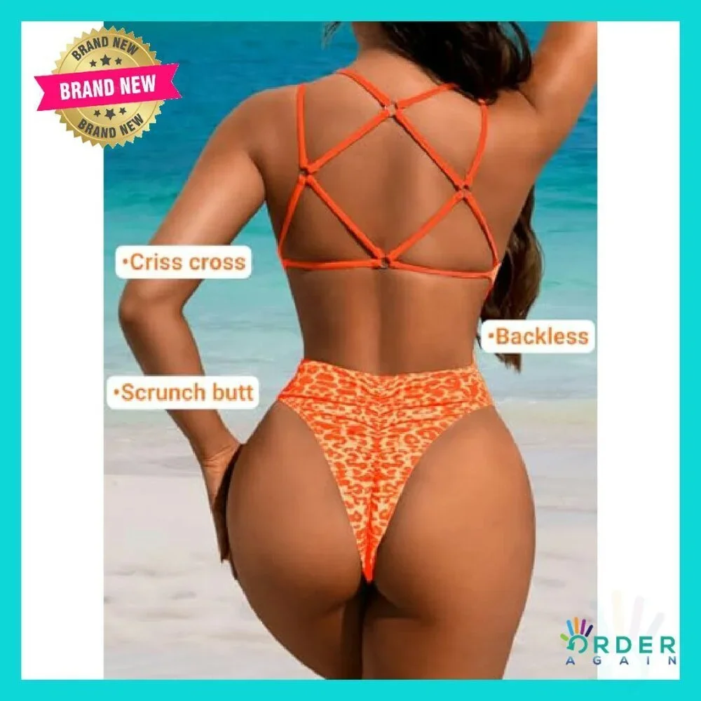 Sexy Backless Scrunch Butt Monokini One Piece Swimsuit High Cut Y2K